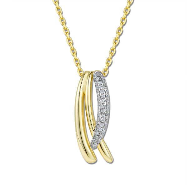 Collier Anhänger 3-reihig mit Zirkonia Silber 925/000 vergoldet