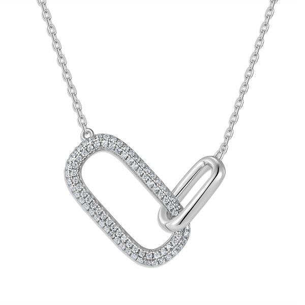 Collier mit 2 Anhängern Zirkonia Silber 925/000 rhodiniert