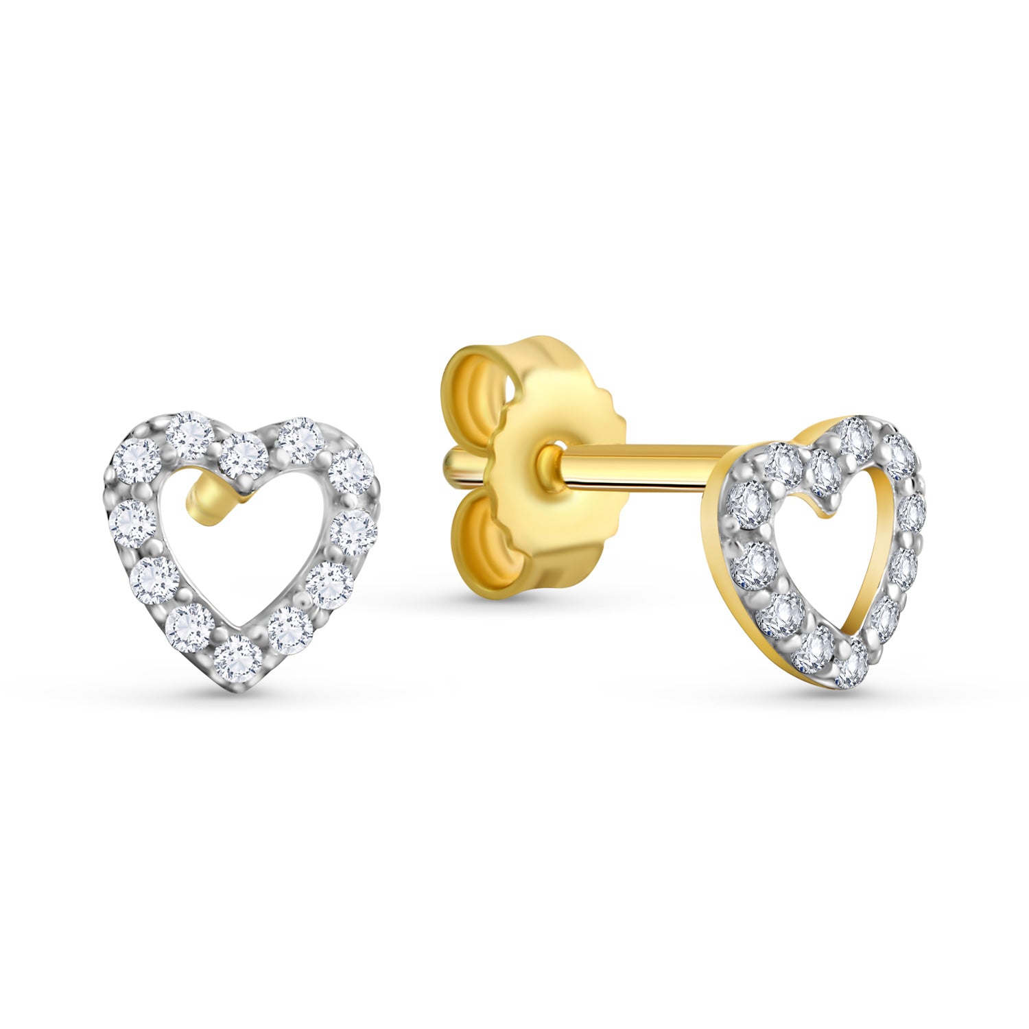 Ohrstecker Herz mit 24 Zirkonia Gold 333/000