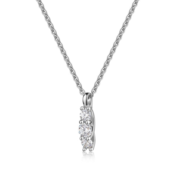 Collier mit Anhänger 3 Zirkonia Silber 925/000 rhodiniert