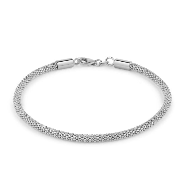 Popcornarmband diamantiert 3mm breit Silber 925/000