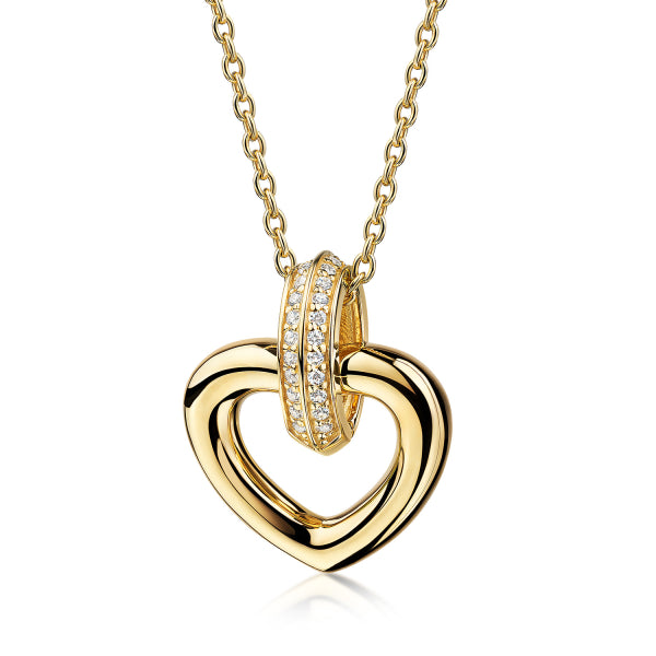 Collier mit Anhänger Herz & Zirkonia Silber 925/000 vergoldet