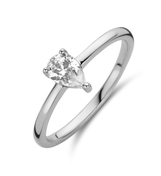 Damenring mit Zirkonia in Tropfenform Silber 925/000