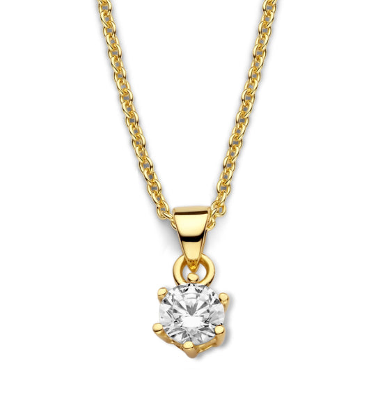 Collier mit Zirkonia 5mm Silber 925/000 vergoldet