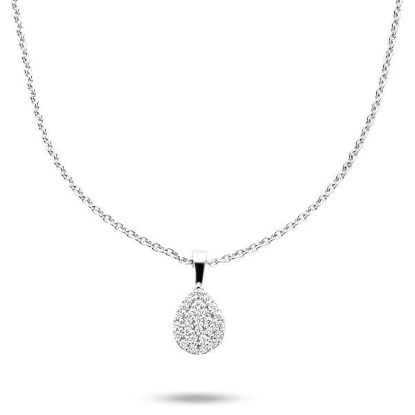 Collier Tropfen 26 Zirkonia 925/000 rhodiniert