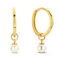 Klappcreolen 12/1.1mm mit Süßwasser-Zuchtperle 3-3,5mm Gold 585/000