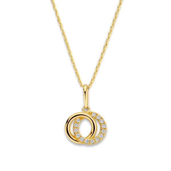 Collier mit Anhänger Circles 14 Zirkonia Gold 585/000