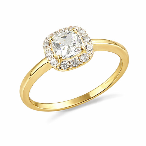 Ring 13 Zirkonia Silber 925/000 vergoldet