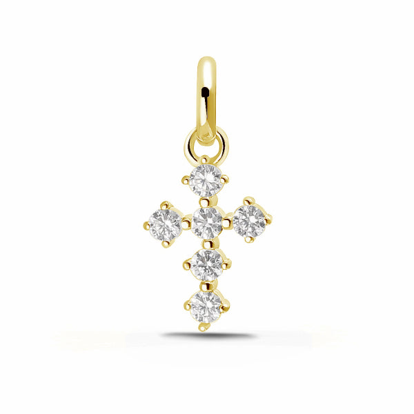 Anhänger Kreuz 10,5mm 6 Zirkonia Silber 925/000 vergoldet
