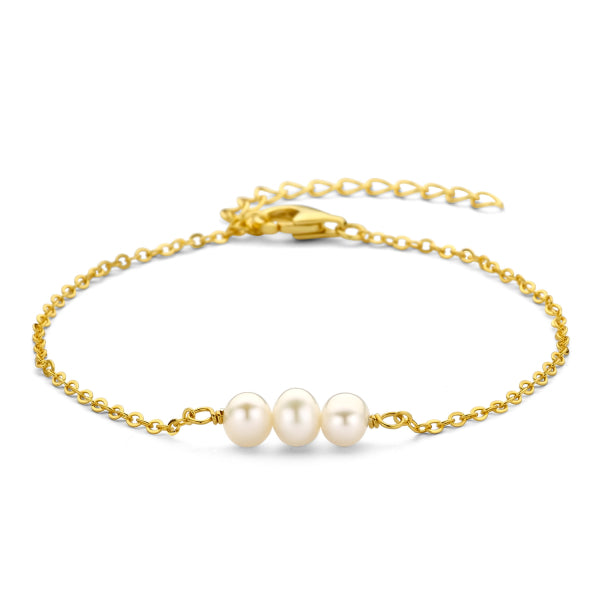 Armband mit 3 Süßwasser-Zuchtperlen Silber 925/000 vergoldet